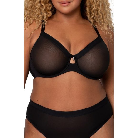 Curvy Couture Other - CURVY COUTURE Full Figure Non-Padded Sheer Mesh Underwire Bra Black 44DD #1311